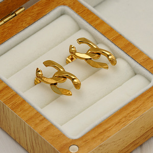 ZOGXIN Geometric <b>Stud</b> Earrings Gold Electroplated 18K <b>Titanium</b> Steel Twisted X Shape Fashion Jewelry - Product Image 3