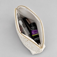 Pochette cosmétique en cuir PU mat avec impression dorée métallisée, fermeture éclair en métal lisse pour femmes, trousse de maquillage de voyage