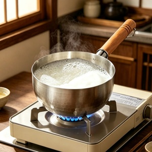 Premium Non-stick Aluminum Japanese Milk Pan Snow Pan <b>Saucepan</b> with Wooden Handle for Milk Soup Porridge Cookware Wholesale - Product Image 3