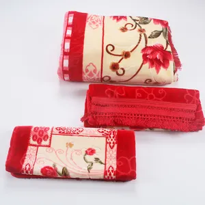 冬季厚毛绒软毛毯韩式貂绒羊毛毯印花拉舍尔红色毛毯