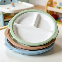 Assiette à dessert en porcelaine blanche personnalisée pour enfants avec manchons en silicone, assiettes pour bébés avec ventouse pour enfants et tout-petits