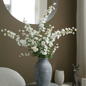 زهرة بنفسجية اصطناعية عالية الجودة واقعية بلون وردي طويلة بساق واحدة بطول 86 سم للديكور المنزلي وترتيب الزهور في المزهريات - Product Image 6