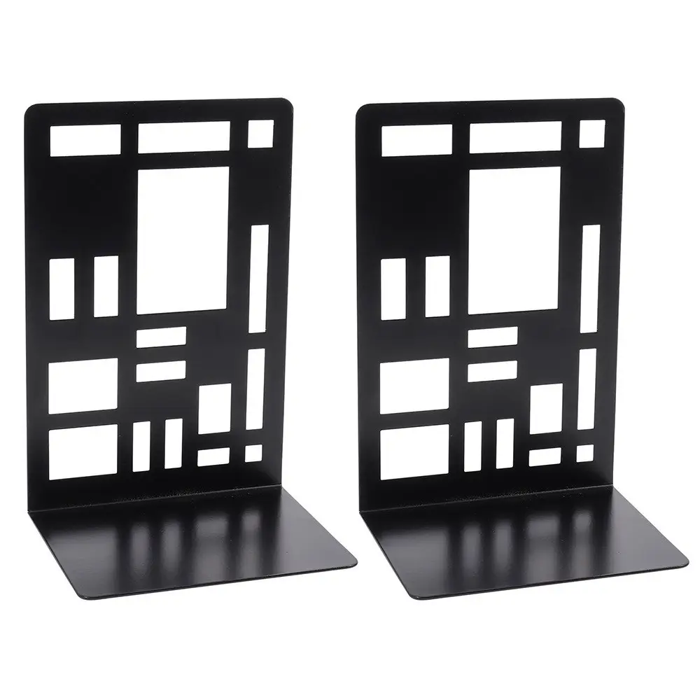 Premium Home Decorative DIY Black Metal Bookend Shelves, Metal Book Stopper Bookends for Home Office