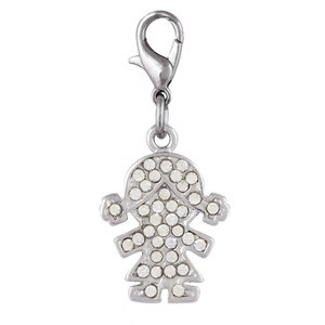 Ciondolo in argento con cristalli a forma di bambina per la creazione di gioielli - Product Image 1