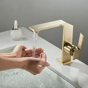 Mop keran kecil, keran mesin cuci Faucet Dinding pasang Keramik lubang tunggal kontemporer FLG Modern papery Tap,retro 20pcst Gold