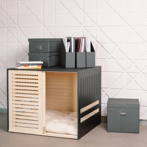 준지 모던 우드 도그 크레이트 아크릴 도어 포함 - Product Image 2