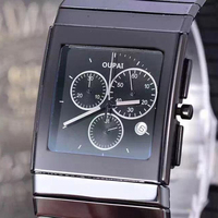 OUPAI 34mm de large vieux classique noir céramique Rectangle montre chronographe Quartz étanche TMI marque Style Antique pour hommes