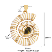 Pendentif Breloque en Forme de Poisson, Raie, Organisme Marin, Coquille de Conque, Nautil, Branche de Corail, Plaqué Or, Zircon, Fournitures de Bijoux P02