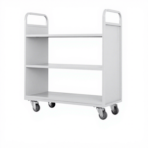 Chariot de <span class=keywords><strong>bibliothèque</strong></span> à trois niveaux, design plat en V/W, mobile, ignifuge, coulissant, en métal, mobilier de <span class=keywords><strong>bibliothèque</strong></span> moderne et minimaliste - Product Image 5
