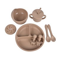 Ensemble de vaisselle pour bébé en silicone certifié CE CPC, sans BPA, faible MOQ, 8 pièces, vaisselle pour enfants, écologique, outil d'alimentation pour tout-petits