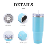 Gobelet isotherme personnalisable 20oz 30oz à double paroi pour café, bière, voiture et voyage, avec poignée, couvercle et paille