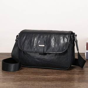 Men's Genuine Leather Crossbody <b>Bag</b> <b>Black</b> <b>Small</b> Durable Everyday Use - Product Image 4