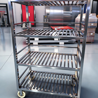 Chariot de transport mobile en acier inoxydable pour cuisine d'hôtel, avec étagère à lattes ventilée et roulettes, pour la manutention alimentaire