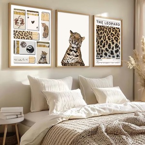 Modernes Mode-Leinwandposter mit Leoparden- und Billardkugelmotiv, ungerahmter Wandkunstdruck für Schlafzimmer, Garderobe und Ankleidezimmer, Heimdekoration - Product Image 1