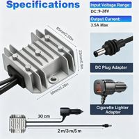 Mini-onduleur Star 12V/24V, convertisseur de puissance 30V 2A avec affichage numérique, protection contre les surintensités et les surtensions, câble allume-cigare de 3m