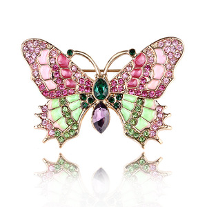 Broche coreano hermoso colorido mariposa Pin elegante Rosa Bling cristal esmalte insecto broches para dama - Product Image 1