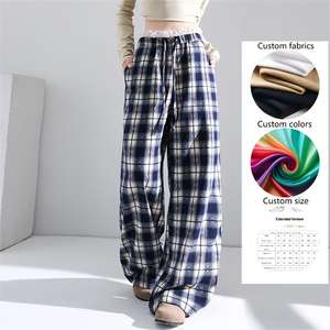 Pantaloni larghi a vita alta personalizzati in maglia di poliestere e traspirante a vita alta pantaloni a vita larga da donna per maglieria personalizzata per l'inverno estivo - Product Image 2