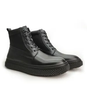 Wholesale classic men's casual shoes Pu boots nylon fabric black shoes men