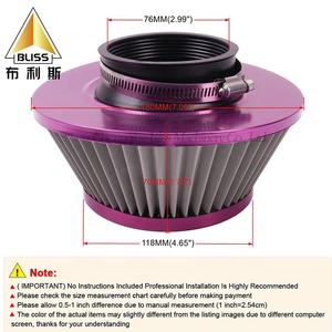 Filter udara mobil balap BT03 suku cadang mobil aluminium Aloi penyaring udara mesin kustom 76Mm - Product Image 5