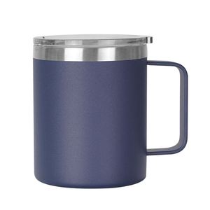 Mug à café générique en acier inoxydable 304 de 14 oz, revêtement poudré, double paroi isolée, avec poignée, pour le bureau - Product Image 2