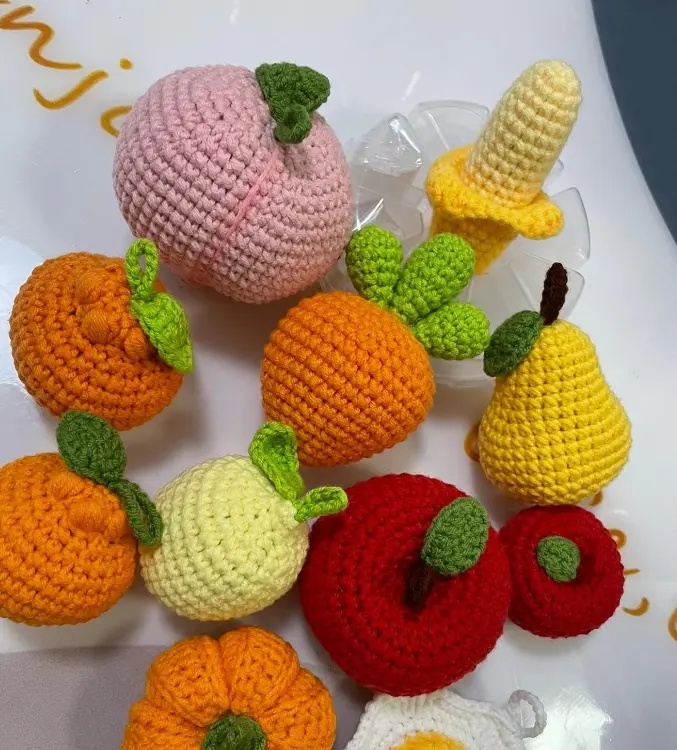 Crocheted Pumpkin Plants Bonsai Artificial Flower Potted Hand-Knitted Funny Gifts For Room Home Table Office Desktop Decorations