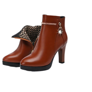 Xuanhui Wholesale New Formal <b>Work</b> Fashion Comfortable Warm Leather 9cm High Heel Ankle <b>Boots</b> Height Increasing Hard-Wearing for - Product Image 1