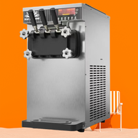 Machine à glaces molles commerciale automatique de comptoir à 3 saveurs pour la fabrication de yaourts et de gelatos