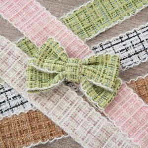 4cm Tweed סִגְנוֹן סרט בד משובץ בעבודת יד חומר לביגוד קשת בעבודת יד חומר פרח צבעוני רצועת פרחים - Product Image 6