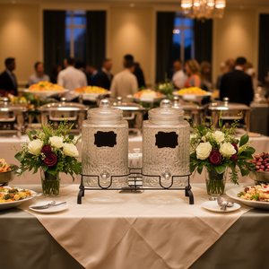 Ensemble de distributeurs de boissons en verre de 1,5 gallon avec support pour fêtes, service de boissons, 2 pièces, rectangulaires, qualité domestique, robinet standard, pour glace - Product Image 2