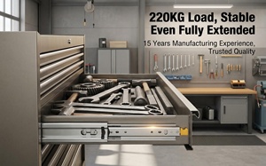 Rail de glissière de tiroir à extension complète à trois sections, robuste, autobloquant, 76 mm, capacité de charge supérieure à 200 kg, guide de rail pour cuisine, extérieur - Product Image 6