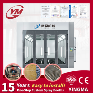 Cabine de peinture automobile Yingma Premium, 4 portes en acier, grille robuste 30x5mm, 14 barres torsadées - Product Image 1