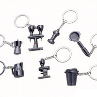 Porte-clés en métal en forme de mini cafetière Moka 3D, pendentif pour machine à café, accessoires cadeaux d'affaires pour hommes et femmes, vente en gros