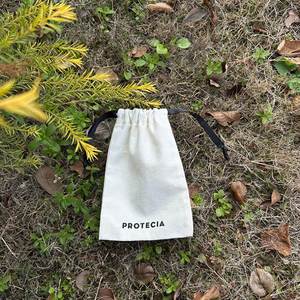 Wholesale 100% Organic Cotton Dust <b>Pouch</b> Natural Color Cotton <b>Drawstring</b> Bag with Black Ribbon - Product Image 2