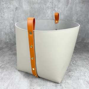 Dual-braided Decorative Fashion Foldable Woven Laundry Cotton Rope Storage Basket With Leather Handles
