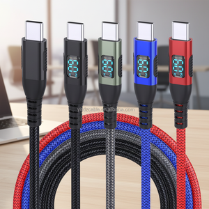 60W 100W จอแสดงผล LED USB C TO Type C NYLON braided <span class=keywords><strong>สาย</strong></span><span class=keywords><strong>ชาร์จ</strong></span>ข้อมูล1M 2M 3M <span class=keywords><strong>สาย</strong></span>อะแดปเตอร์สมาร์ทโฟนสำหรับ <span class=keywords><strong>iPhone</strong></span> Huawei - Product Image 5