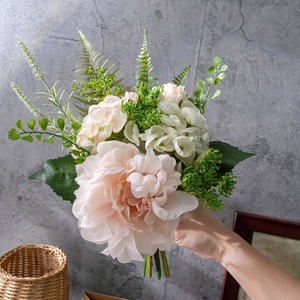 Bouquet de fleurs artificielles pivoine Moon Postman en tissu tissé plastique pour décoration intérieure et murale de mariage CF02042 - Product Image 2