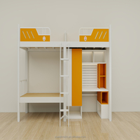 Lit superposé moderne en métal époxyé, renforcé et anti-vibration, pour 2 unités, 3 personnes, idéal pour hôtels, appartements, écoles et universités