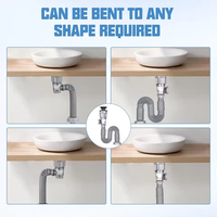 Kit de vidange d'évier de cuisine et salle de bain avec siphon, personnalisé en usine, moderne, chromé, facile à nettoyer, avec tuyau de drainage extensible