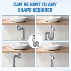 Kit de Desagüe para Fregadero de Cocina y Baño, Moderno, Cromado, Fácil de Limpiar, Expandible, con Sifón, Personalizado de Fábrica - Product Image 2