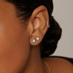 Maßgefertigte 1CT Rundschliff Zargenfassung CVD Diamant-Ohrstecker 10k 14k Gold Labor-Gezüchtete Diamant-Ohrringe - Product Image 4