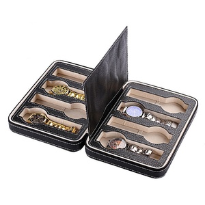 Boîte à montres portable en cuir PU pour hommes, boîte cadeau personnalisée, étui de rangement pour montres avec fermeture éclair, organiseur de montres à 8 emplacements - Product Image 5