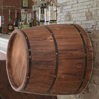 Demi-baril de vin en chêne carbonisé antique pour cuves à boissons de cave Décoration murale Occasions de fête Seaux à glace de barre de couleur rouge