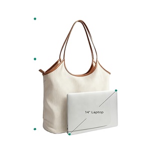 Custom Logo Women Large Capacity Corduroy <b>Tote</b> Handbag Soft Durable PU Handles <b>Zipper</b> Shopping <b>Bag</b> for Daily Work School - Product Image 3