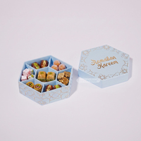 Caja de Regalo Octogonal de Cartón para Decoración de Ramadán, Caja de Regalo de Lujo para Dulces Árabes con Logotipo en Relieve