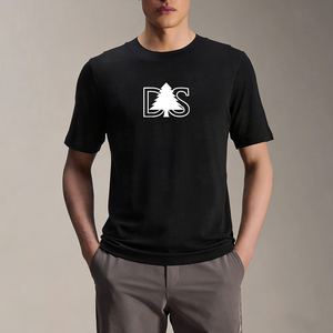 เสื้อยืดคอกลมผ้าฝ้ายเมอริโนน้ำหนักเบาสำหรับผู้ชายทรงปกติคุณภาพสูงขายส่ง OEM พร้อมบริการสกรีนโลโก้ตามแบบ - Product Image 3