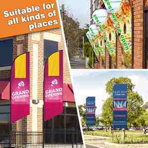 Kit de poteaux pour drapeaux publicitaires personnalisés, avec logo et texte sur mesure, en polyester double face, pour extérieur - Product Image 5