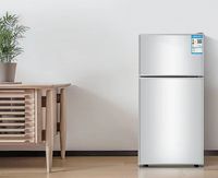 Mini-réfrigérateur domestique à double porte de 128 L avec congélateur en haut et réfrigérateur en bas, réfrigérateur économe en énergie