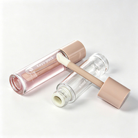 Flacon en verre givré rose de luxe de 30 ml (1 oz) vide pour fond de teint, correcteur, blush liquide, huile à lèvres, gloss avec un grand applicateur en forme de patte de chèvre