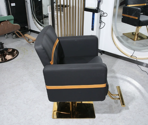 Fauteuil de barbier haut de gamme, réglable et élégant, pour salons de beauté - fauteuil de coiffure simple avec bordure dorée pour salons. - Product Image 3