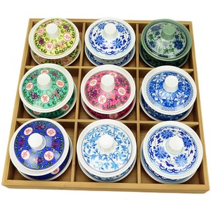 Juego de Tazones Retro de Melamina con Tapas, 6 Piezas, Bandeja de Madera, Diseño Floral, Duradero, para Fiestas - Product Image 2